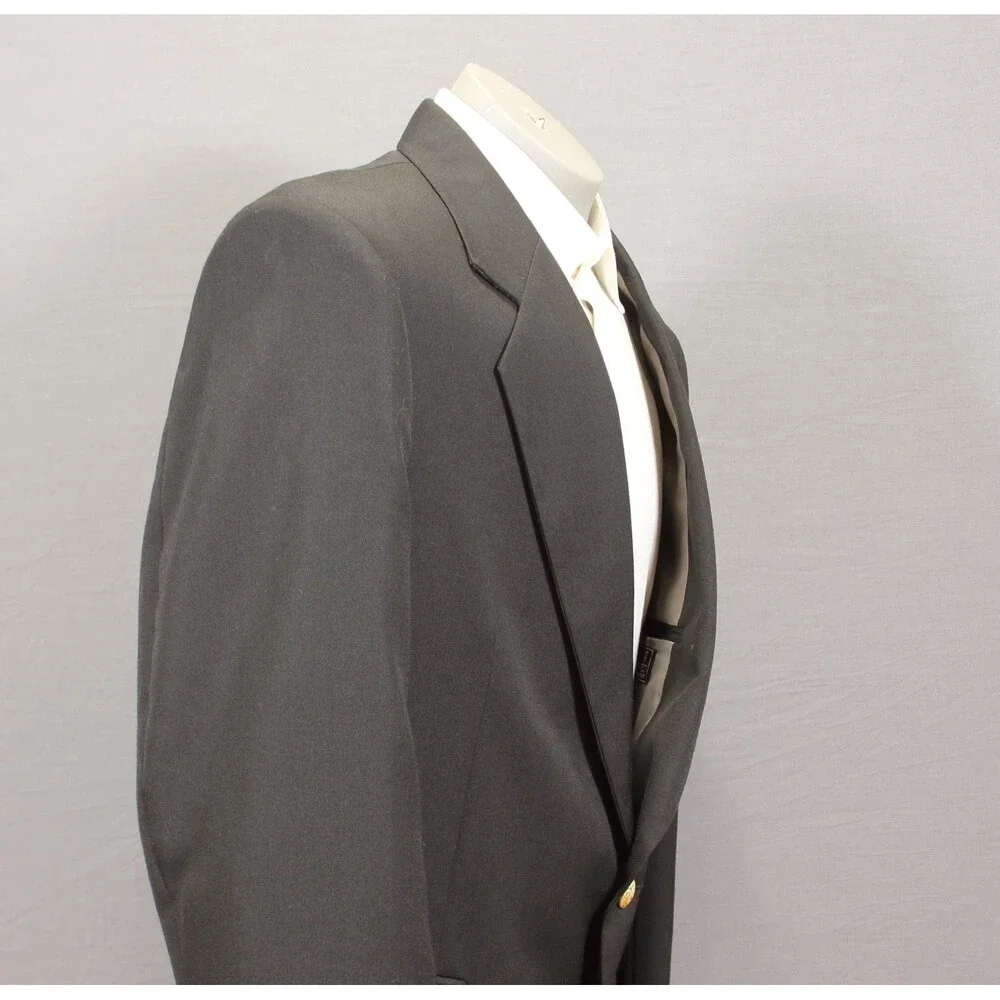 Givenchy BlazerBlack Gold Buttons Wool 2 Btn Vintage 42R Made in USA